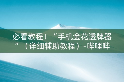 必看教程！“手机金花透牌器”（详细辅助教程）-哔哩哔哩