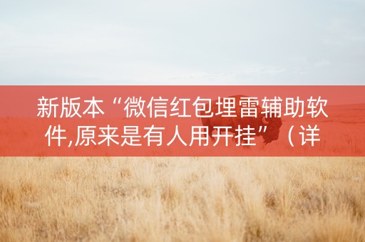 新版本“微信红包埋雷辅助软件,原来是有人用开挂”（详细透视教程）-哔哩哔哩