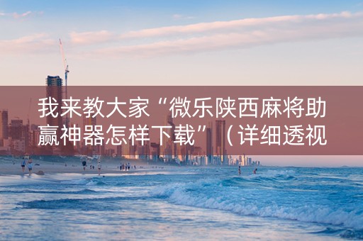我来教大家“微乐陕西麻将助赢神器怎样下载”（详细透视教程）-哔哩哔哩