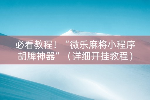 必看教程！“微乐麻将小程序胡牌神器”（详细开挂教程）-哔哩哔哩