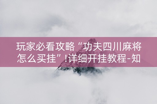 玩家必看攻略“功夫四川麻将怎么买挂”!详细开挂教程-知乎