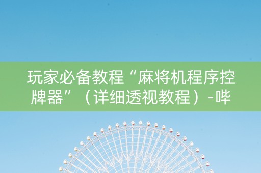 玩家必备教程“麻将机程序控牌器”（详细透视教程）-哔哩哔哩
