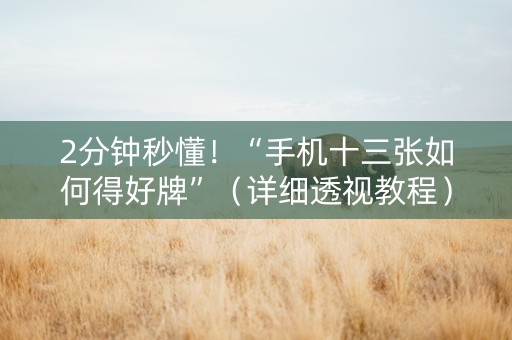 2分钟秒懂！“手机十三张如何得好牌”（详细透视教程）-哔哩哔哩