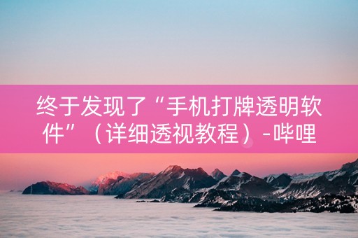 终于发现了“手机打牌透明软件”（详细透视教程）-哔哩哔哩
