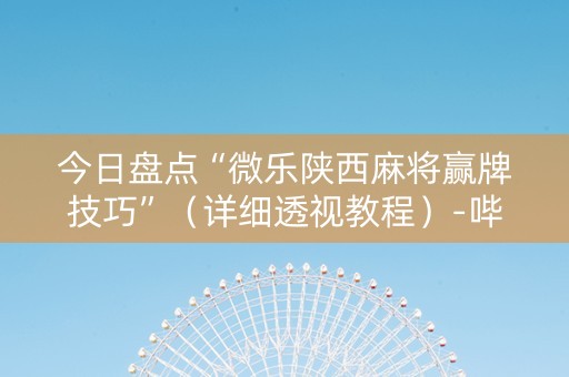 今日盘点“微乐陕西麻将赢牌技巧”（详细透视教程）-哔哩哔哩
