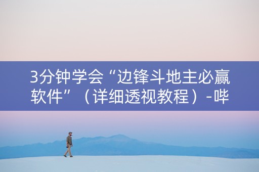 3分钟学会“边锋斗地主必赢软件”（详细透视教程）-哔哩哔哩