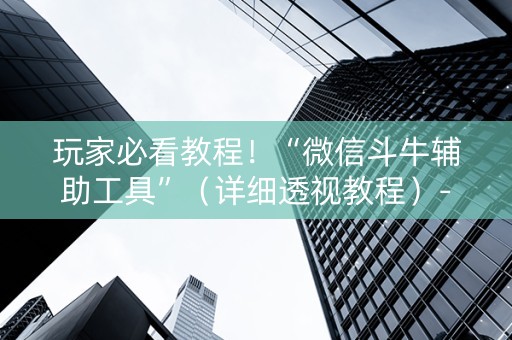 玩家必看教程！“微信斗牛辅助工具”（详细透视教程）-哔哩哔哩