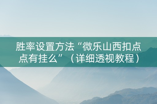 胜率设置方法“微乐山西扣点点有挂么”（详细透视教程）-哔哩哔哩