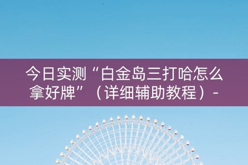 今日实测“白金岛三打哈怎么拿好牌”（详细辅助教程）-哔哩哔哩