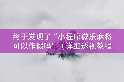 终于发现了“小程序微乐麻将可以作假吗”（详细透视教程）-哔哩哔哩