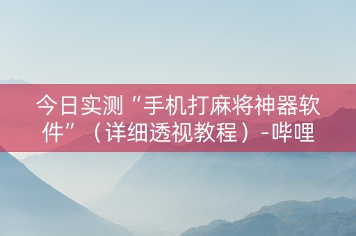 今日实测“手机打麻将神器软件”（详细透视教程）-哔哩哔哩