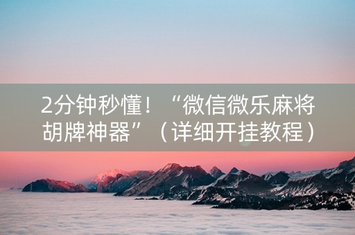 2分钟秒懂！“微信微乐麻将胡牌神器”（详细开挂教程）-哔哩哔哩