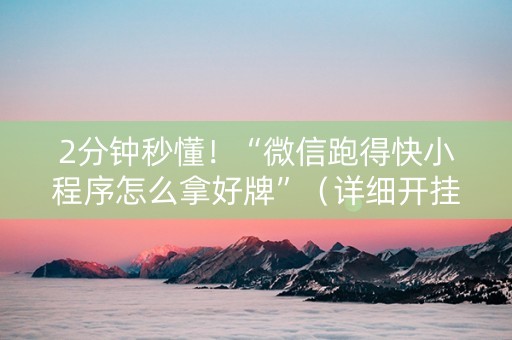 2分钟秒懂！“微信跑得快小程序怎么拿好牌”（详细开挂教程）-哔哩哔哩