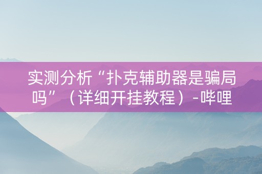 实测分析“扑克辅助器是骗局吗”（详细开挂教程）-哔哩哔哩