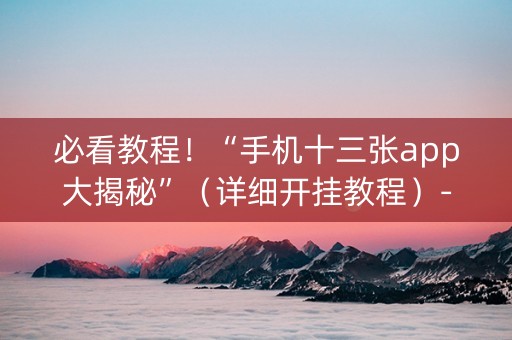 必看教程！“手机十三张app大揭秘”（详细开挂教程）-哔哩哔哩