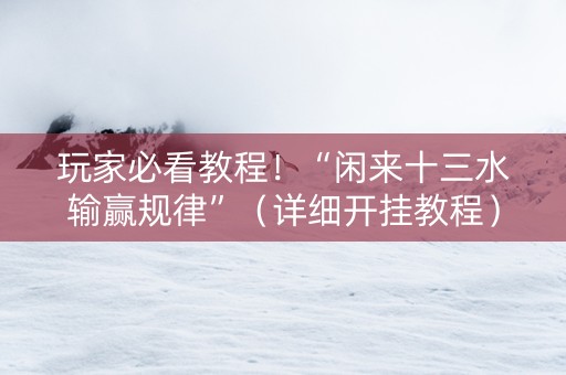 玩家必看教程！“闲来十三水输赢规律”（详细开挂教程）-哔哩哔哩