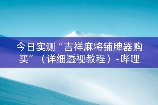 今日实测“吉祥麻将铺牌器购买”（详细透视教程）-哔哩哔哩