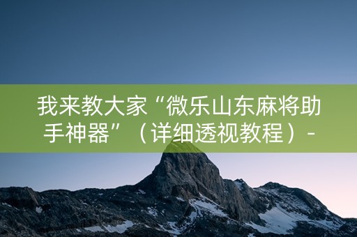 我来教大家“微乐山东麻将助手神器”（详细透视教程）-哔哩哔哩