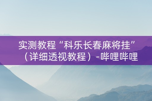 实测教程“科乐长春麻将挂”（详细透视教程）-哔哩哔哩