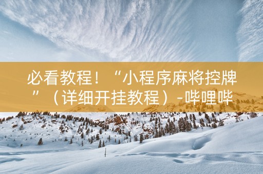 必看教程！“小程序麻将控牌”（详细开挂教程）-哔哩哔哩