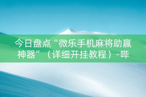 今日盘点“微乐手机麻将助赢神器”（详细开挂教程）-哔哩哔哩