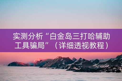实测分析“白金岛三打哈辅助工具骗局”（详细透视教程）-哔哩哔哩