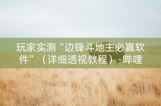 玩家实测“边锋斗地主必赢软件”（详细透视教程）-哔哩哔哩