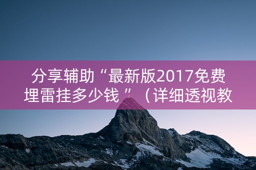 分享辅助“最新版2017免费埋雷挂多少钱 ”（详细透视教程）-哔哩哔哩