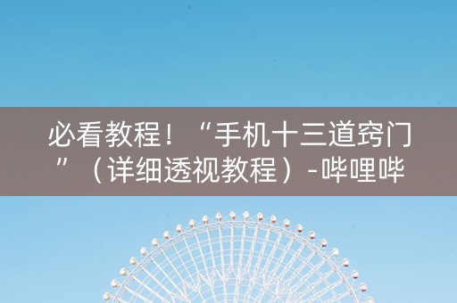 必看教程！“手机十三道窍门”（详细透视教程）-哔哩哔哩