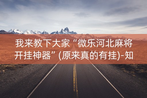 我来教下大家“微乐河北麻将开挂神器”(原来真的有挂)-知乎