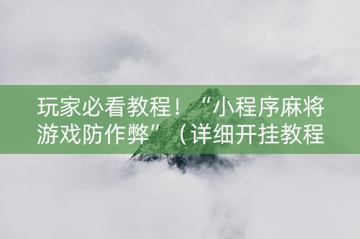 玩家必看教程！“小程序麻将游戏防作弊”（详细开挂教程）-哔哩哔哩