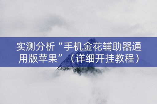 实测分析“手机金花辅助器通用版苹果”（详细开挂教程）-哔哩哔哩