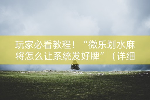 玩家必看教程！“微乐划水麻将怎么让系统发好牌”（详细透视教程）-哔哩哔哩