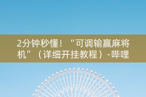 2分钟秒懂！“可调输赢麻将机”（详细开挂教程）-哔哩哔哩