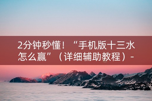 2分钟秒懂！“手机版十三水怎么赢”（详细辅助教程）-哔哩哔哩