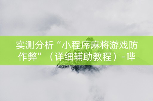 实测分析“小程序麻将游戏防作弊”（详细辅助教程）-哔哩哔哩