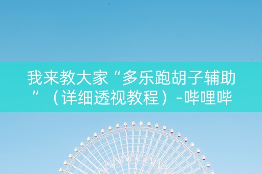 我来教大家“多乐跑胡子辅助”（详细透视教程）-哔哩哔哩