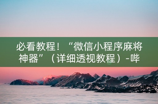 必看教程！“微信小程序麻将神器”（详细透视教程）-哔哩哔哩