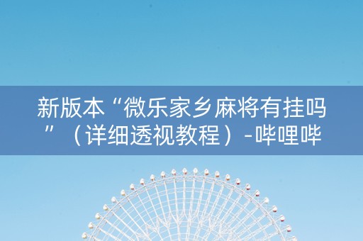 新版本“微乐家乡麻将有挂吗”（详细透视教程）-哔哩哔哩