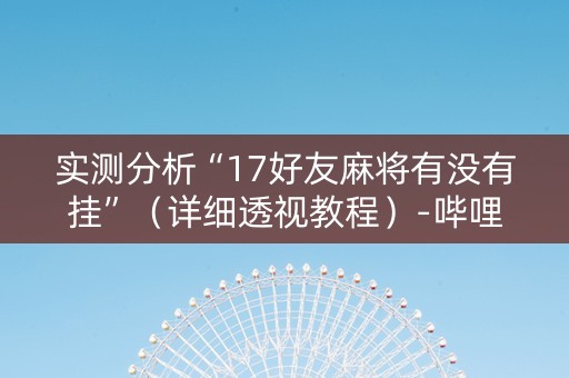 实测分析“17好友麻将有没有挂”（详细透视教程）-哔哩哔哩