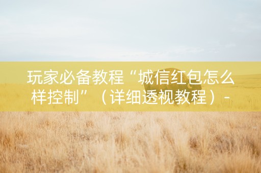 玩家必备教程“城信红包怎么样控制”（详细透视教程）-哔哩哔哩