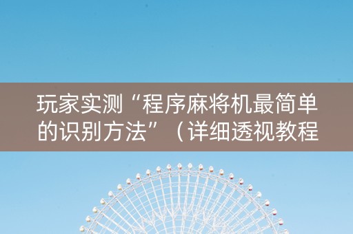 玩家实测“程序麻将机最简单的识别方法”（详细透视教程）-哔哩哔哩