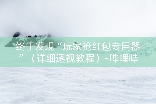 终于发现“玩家抢红包专用器”（详细透视教程）-哔哩哔哩