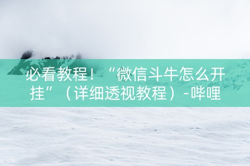 必看教程！“微信斗牛怎么开挂”（详细透视教程）-哔哩哔哩