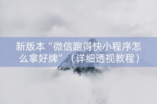 新版本“微信跑得快小程序怎么拿好牌”（详细透视教程）-哔哩哔哩