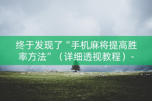 终于发现了“手机麻将提高胜率方法”（详细透视教程）-哔哩哔哩