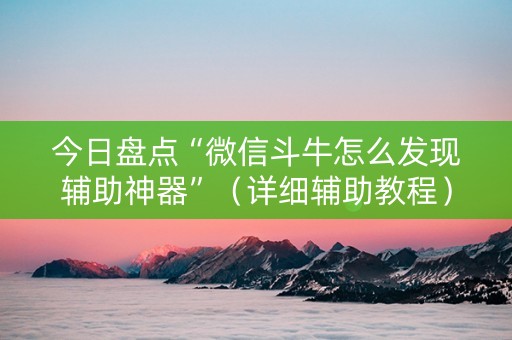 今日盘点“微信斗牛怎么发现辅助神器”（详细辅助教程）-哔哩哔哩