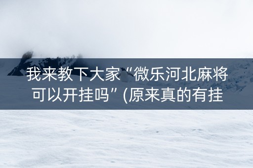 我来教下大家“微乐河北麻将可以开挂吗”(原来真的有挂)-知乎