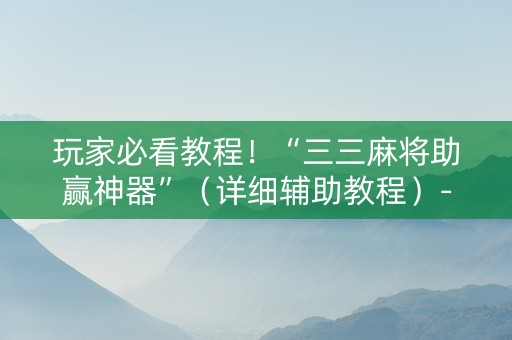 玩家必看教程！“三三麻将助赢神器”（详细辅助教程）-哔哩哔哩
