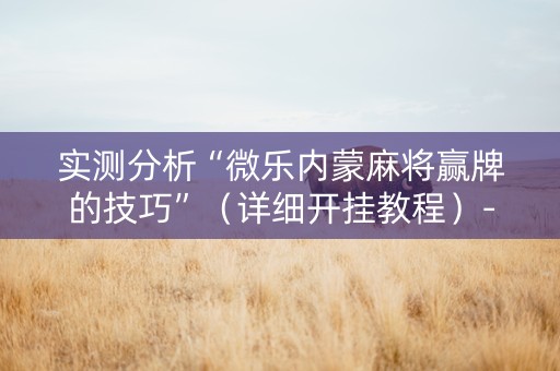实测分析“微乐内蒙麻将赢牌的技巧”（详细开挂教程）-哔哩哔哩